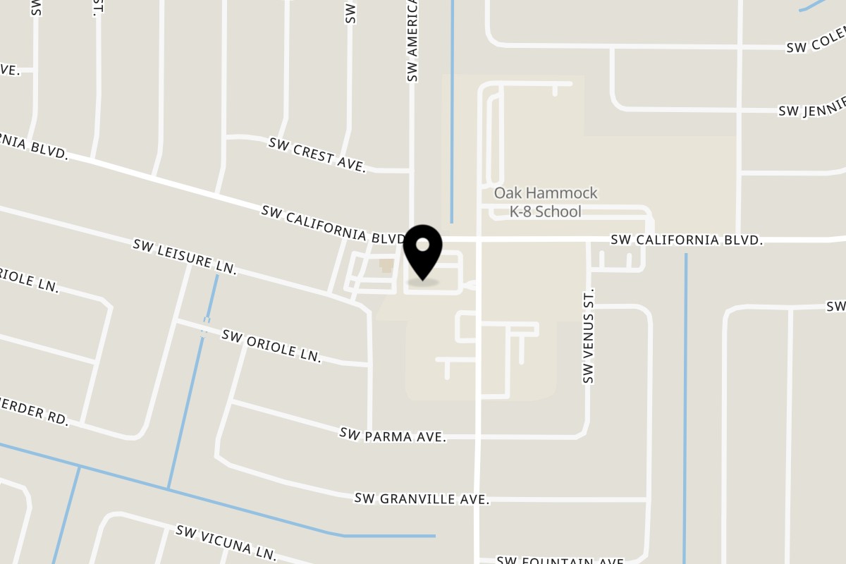 Map showing the location of Estella's Pizzeria on 1276 SW California Blvd in Port St. Lucie